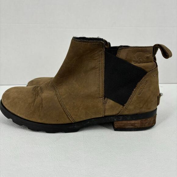 Sorel Emelie Chelsea Ankle Boots Waterproof Brown Suede Leather Women's Size 8 - Picture 3 of 8